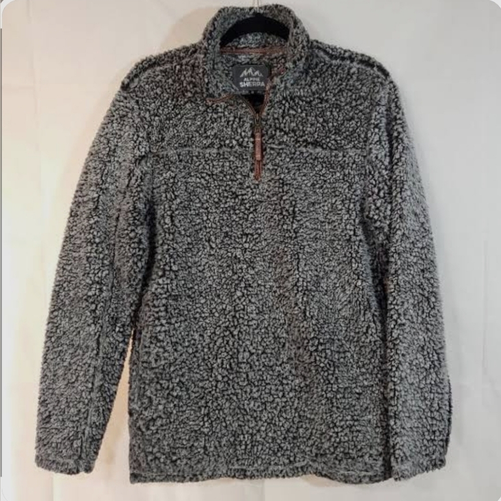 Alpine Sherpa Men's Black 3/4  Zip-Up Sherpa Pullover, Large